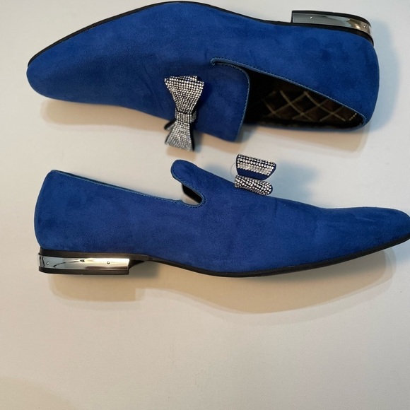 Amali Royal Blue Loafers with Crystal Bow Shoes Size 15 SB-6 main image 9
